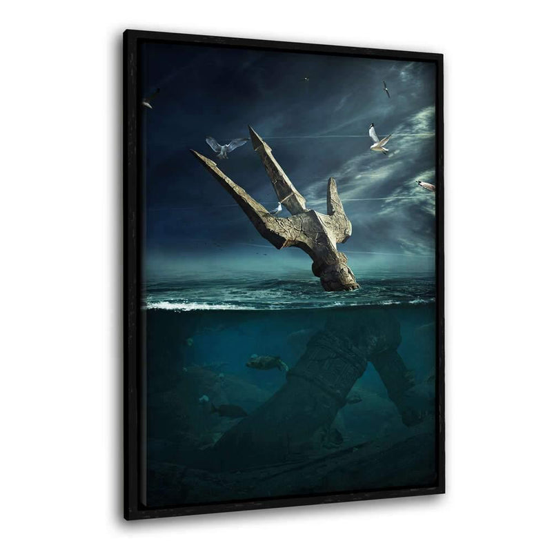 Last Hope Poseidon - Leinwandbild mit Schattenfuge "schwarz" - Hustling Sharks