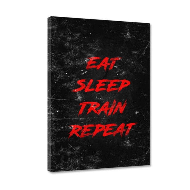 Leinwandbild - EAT, SLEEP, TRAIN, REPEAT - rot - Hustling Sharks