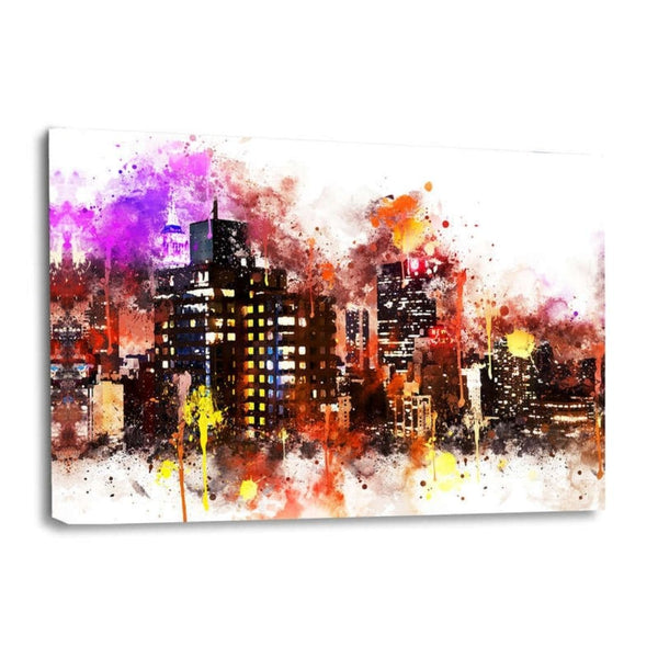 Leinwandbild - NYC Watercolor - Black night on Manhattan - Hustling Sharks
