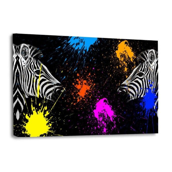 Leinwandbild - Safari Colors Pop - Zebras - Hustling Sharks