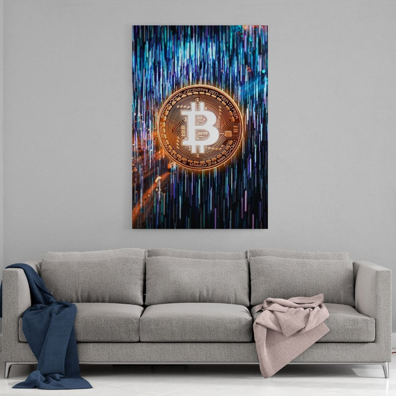 Leinwandbild mit Hintergrund 1 - BLUE BITCOIN - Hustling Sharks