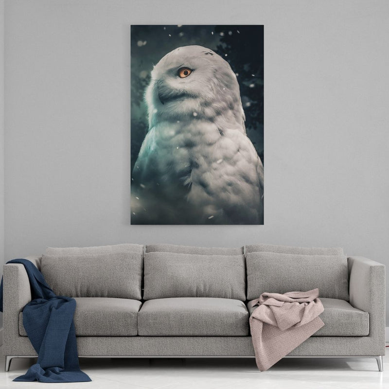 Leinwandbild mit Hintergrund 1 - Snowy Owl - Hustling Sharks