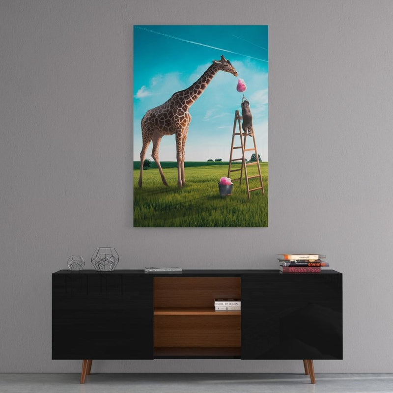Leinwandbild mit Hintergrund 2 - Die hungrige Giraffe - Hustling Sharks