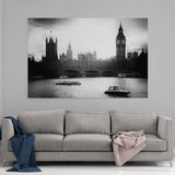 Leinwandbild mit Hintergrund 2 - London - B&W - Hustling Sharks