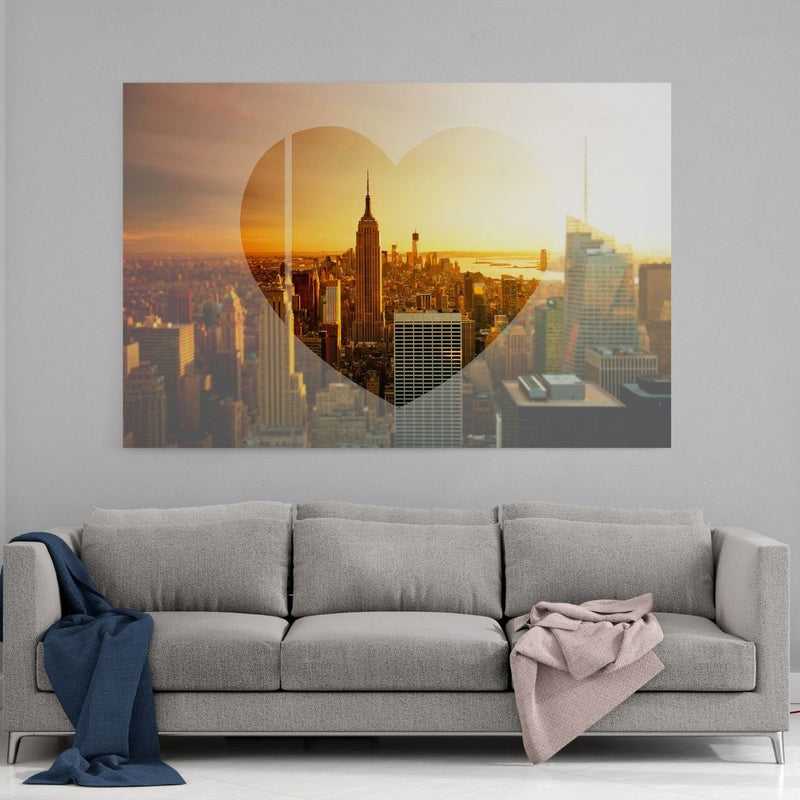 Leinwandbild mit Hintergrund 2 - Love New York - Sunset Skyline - Hustling Sharks