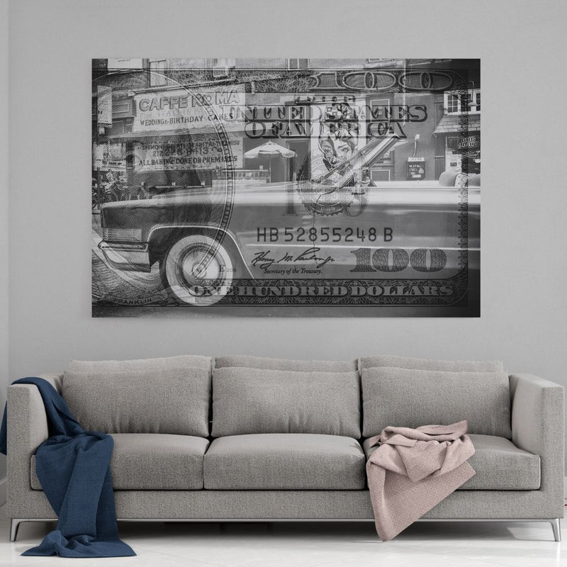 Leinwandbild mit Hintergrund 2 - Manhattan Dollars - Cadillac - Hustling Sharks
