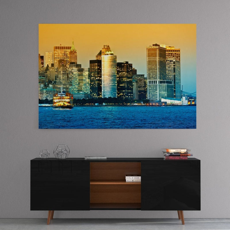 Leinwandbild mit Hintergrund 2 - New York City - Financial District - Hustling Sharks