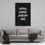 Leinwandbild mit Hintergrund 2 - WORK HARD DREAM BIG - Hustling Sharks