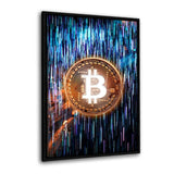 Leinwandbild mit Schattenfuge "schwarz" - BLUE BITCOIN - Hustling Sharks