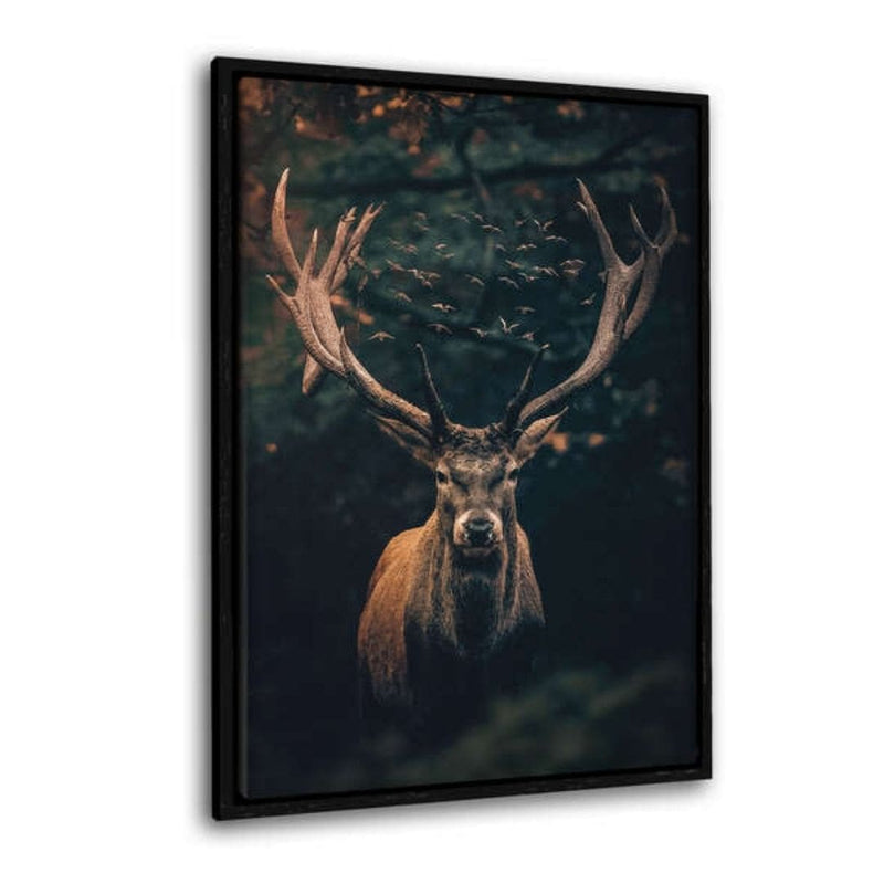 Moody Deer - Leinwandbild mit Schattenfuge "weiß"