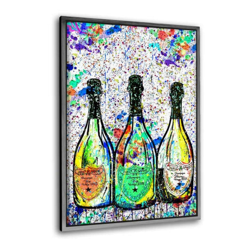 Leinwandbild mit Schattenfuge "silber" - COLORFUL CHAMPAGNE - Hustling Sharks