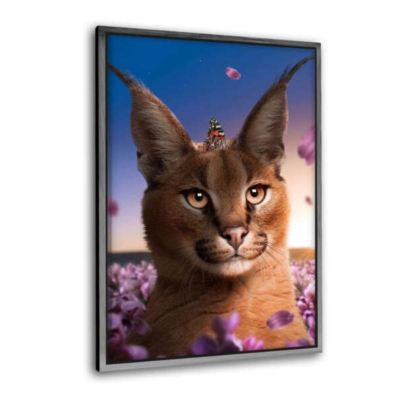 Leinwandbild mit Schattenfuge "silber" - Caracal Flowers - Hustling Sharks