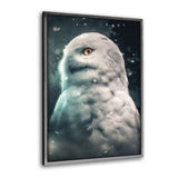 Leinwandbild mit Schattenfuge "silber" - Snowy Owl - Hustling Sharks