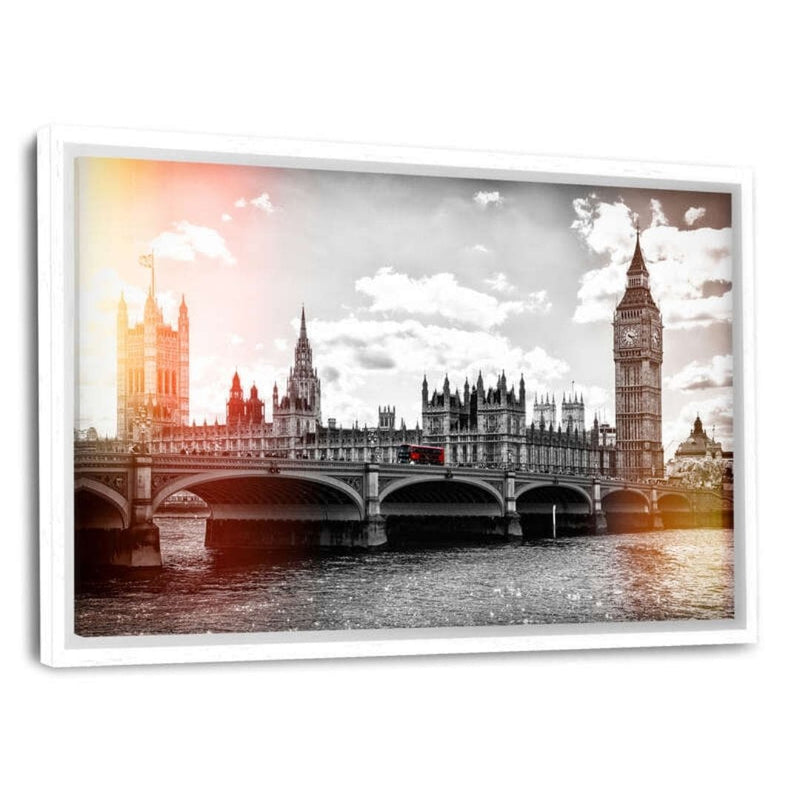 Leinwandbild mit Schattenfuge "weiß" - London - Westminster Bridge - Hustling Sharks