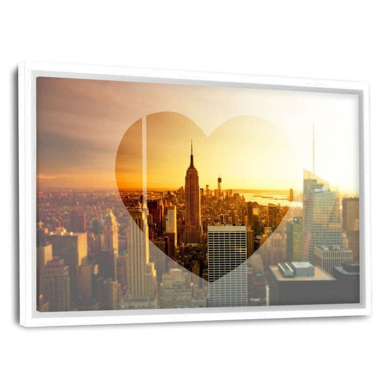 Leinwandbild mit Schattenfuge "weiß" - Love New York - Sunset Skyline - Hustling Sharks