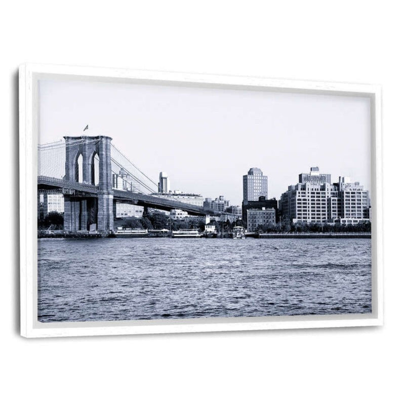 Leinwandbild mit Schattenfuge "weiß" - New York City - Brooklyn Bridge - Hustling Sharks