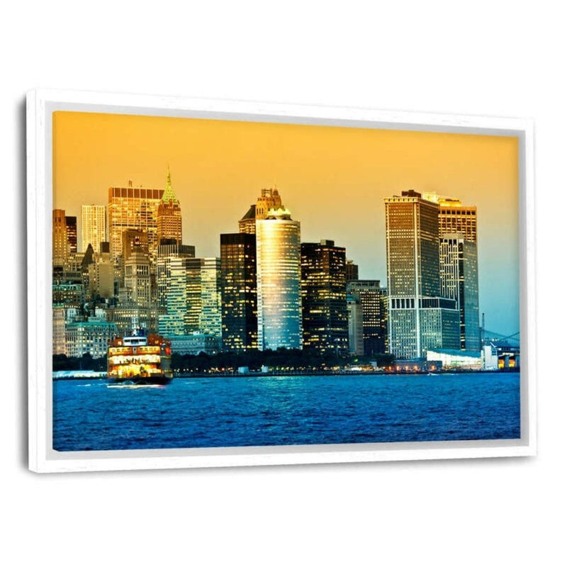 Leinwandbild mit Schattenfuge "weiß" - New York City - Financial District - Hustling Sharks