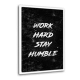 Leinwandbild mit Schattenfuge "weiß" - WORK HARD - Hustling Sharks