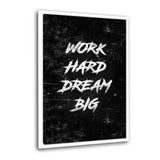 Leinwandbild mit Schattenfuge "weiß" - WORK HARD DREAM BIG - Hustling Sharks