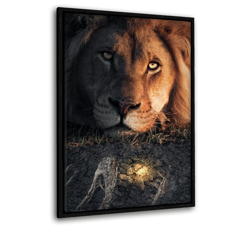 Lion Fossil - Leinwandbild mit Schattenfuge "schwarz" - Hustling Sharks