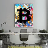 Graffiti Bitcoin - Wandbild mit Hintergrund 2 - Hustling Sharks