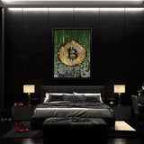 Binary Bitcoin - Wandbilder mit Hintergrund 1 - Hustling Sharks