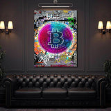 Colorful Bitcoin - Wandbild mit Hintergrund 2 - Hustling Sharks