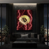 Electrified Bitcoin - red - Leinwandbild mit Rahmen "weiß"