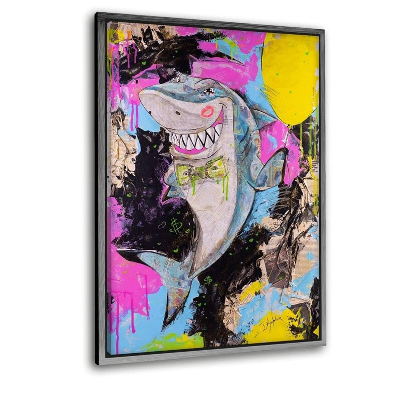 MONEY SHARK - Leinwandbild mit Schattenfuge "silber" - Hustling Sharks