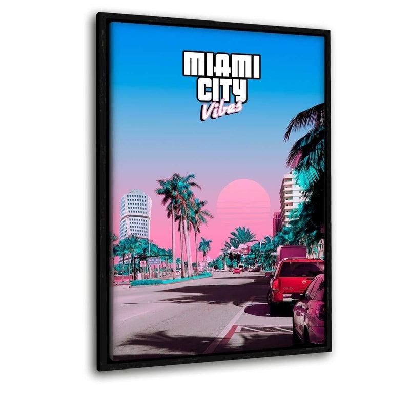 Miami Vibes - Leinwandbild mit Schattenfuge "schwarz" - Hustling Sharks
