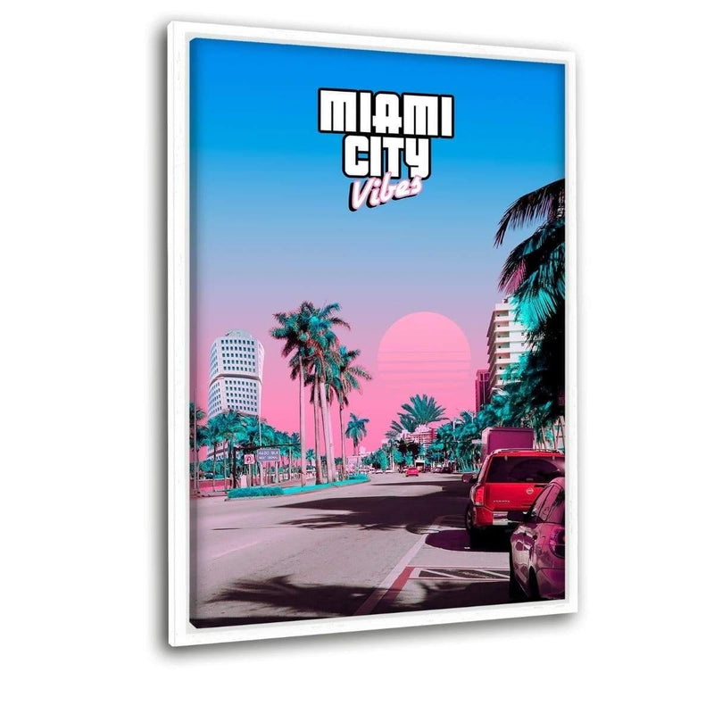 Miami Vibes - Leinwandbild mit Schattenfuge "weiß" - Hustling Sharks