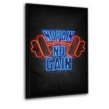 NO PAIN NO GAIN- Leinwand mit Schattenfuge "schwarz" - Hustling Sharks