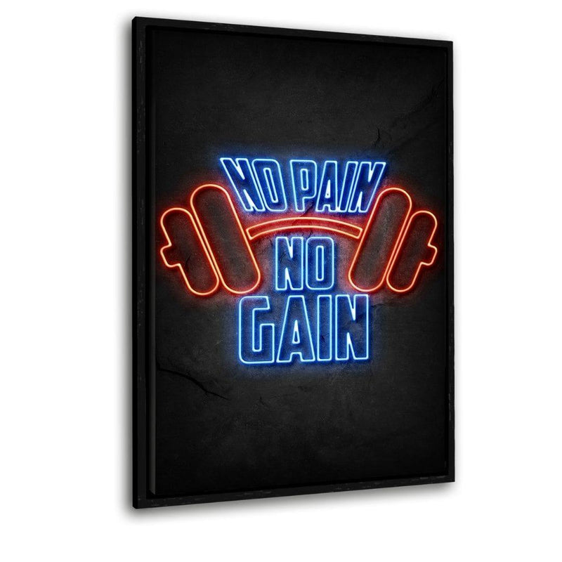 NO PAIN NO GAIN- Leinwand mit Schattenfuge "schwarz" - Hustling Sharks