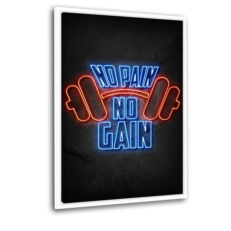 NO PAIN NO GAIN- Leinwand mit Schattenfuge "weiß" - Hustling Sharks