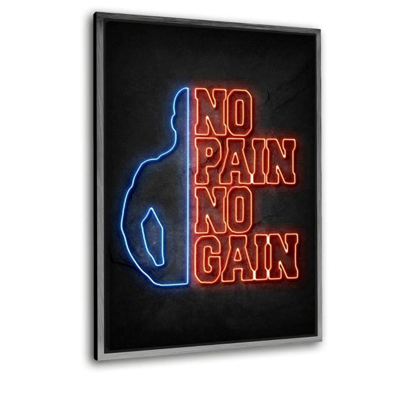 No Pain no Gain #3 - Leinwandbild mit Schattenfuge "silber" - Hustling Sharks