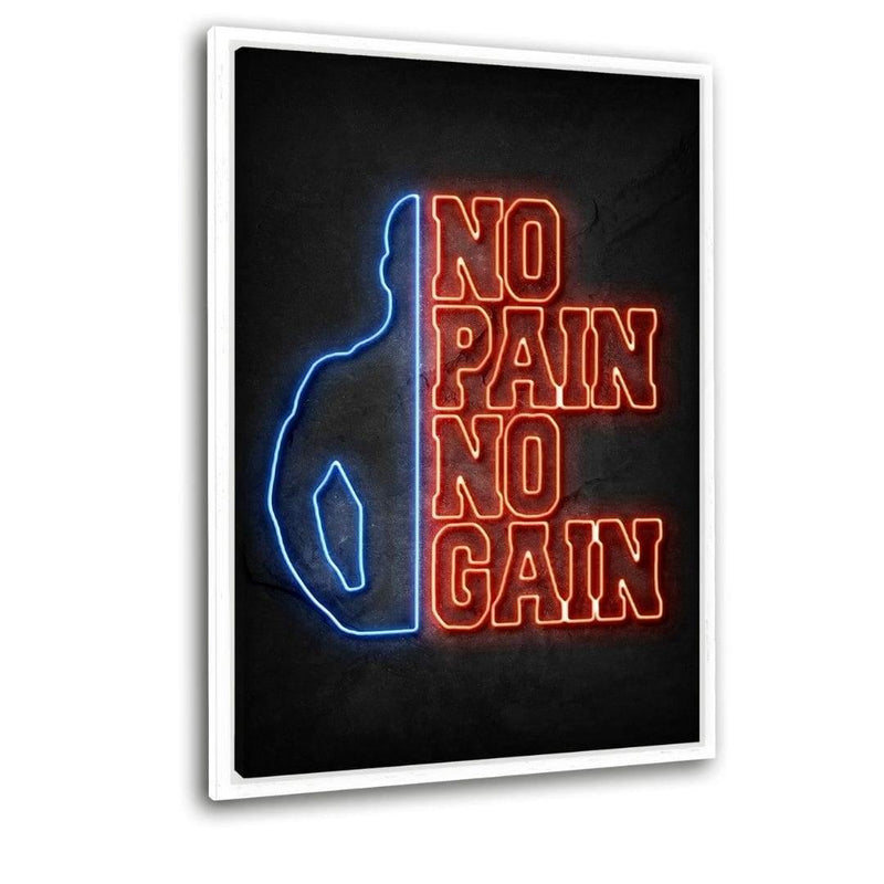 No Pain no Gain #3 - Leinwandbild mit Schattenfuge "weiß" - Hustling Sharks