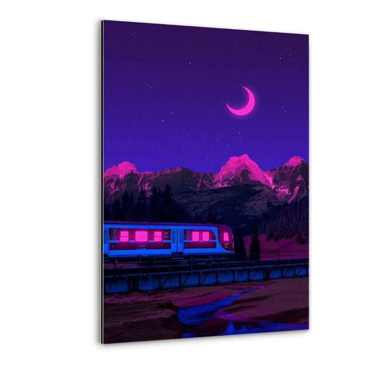 Neon Worlds 3 - Alu-Dibond Bild - Hustling Sharks