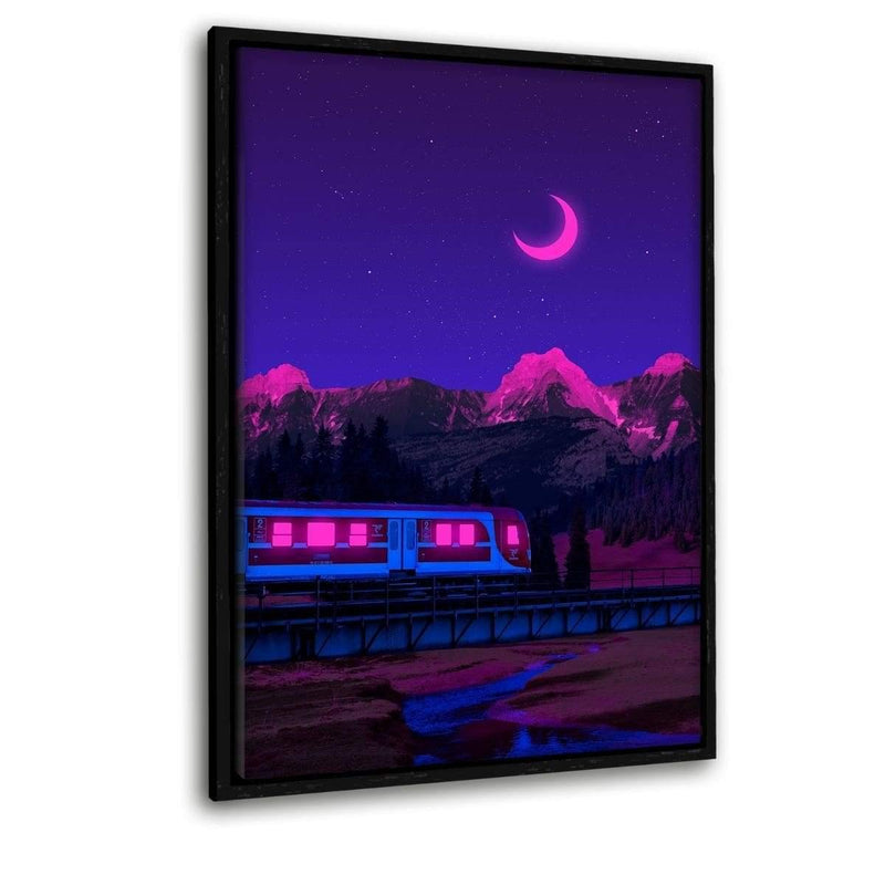 Neon Worlds 3 - Leinwandbild mit Schattenfuge "schwarz" - Hustling Sharks