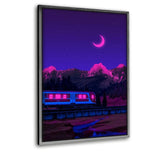Neon Worlds 3 - Leinwandbild mit Schattenfuge "silber" - Hustling Sharks