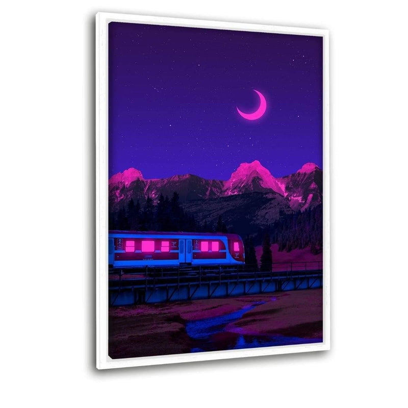 Neon Worlds 3 - Leinwandbild mit Schattenfuge "weiß" - Hustling Sharks