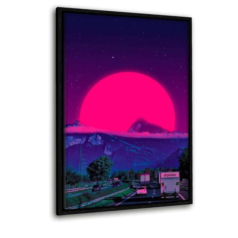 Neon Worlds 4 - Leinwandbild mit Schattenfuge "schwarz" - Hustling Sharks