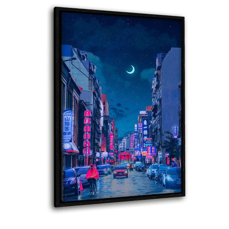 Neon Worlds 7 - Leinwandbild mit Schattenfuge "schwarz" - Hustling Sharks
