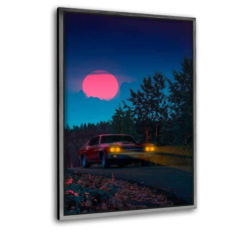 Night Drive - Leinwandbild mit Schattenfuge "silber" - Hustling Sharks