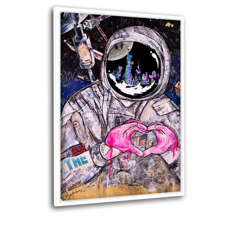 OVER THE MOON - Leinwandbild mit Schattenfuge "weiß" - Hustling Sharks