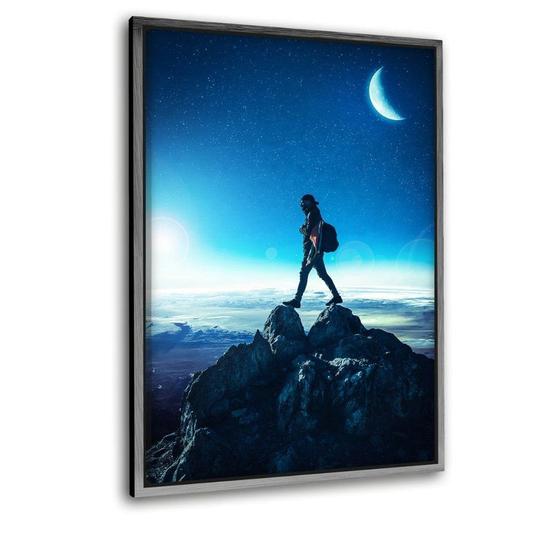 On Top Of The World - Leinwandbild mit Schattenfuge "silber" - Hustling Sharks