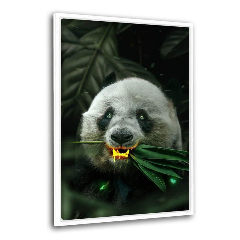 Goldener Panda - Leinwandbild mit Schattenfuge "weiß" - Hustling Sharks