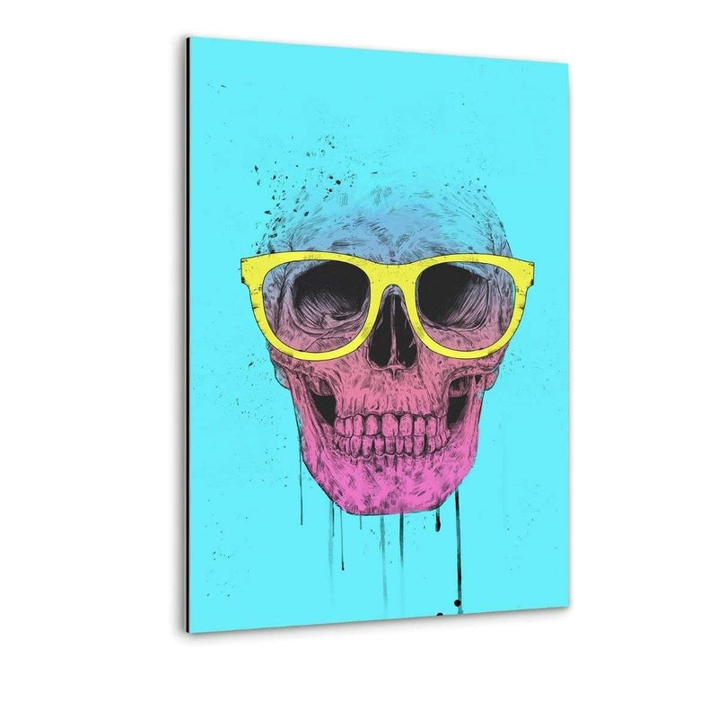 Pop Art Skull With Glasses - Alu-Dibond Bild - Hustling Sharks