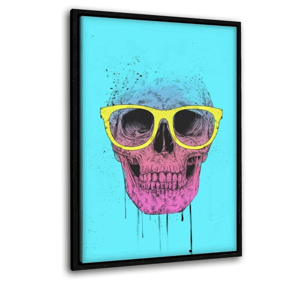 Pop Art Skull With Glasses - Leinwandbild mit Schattenfuge "schwarz" - Hustling Sharks