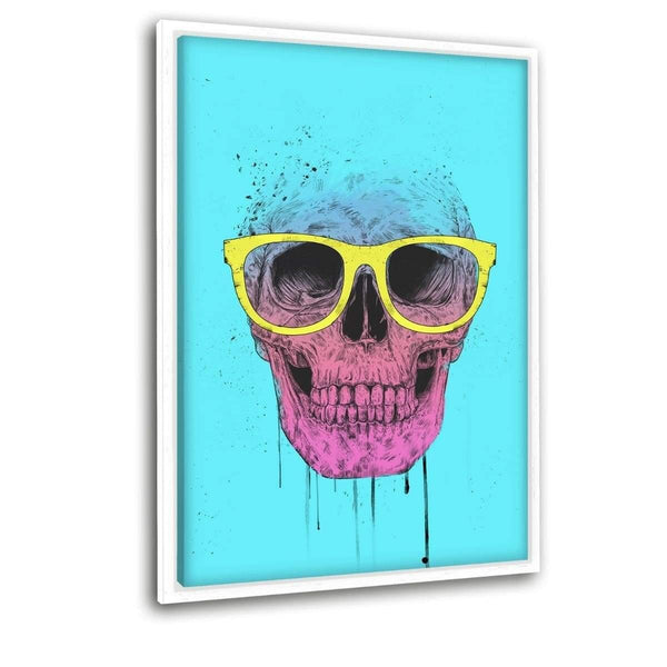 Pop Art Skull With Glasses - Leinwandbild mit Schattenfuge "weiß" - Hustling Sharks