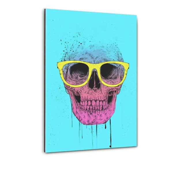 Pop Art Skull With Glasses - Plexiglasbild - Hustling Sharks